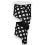 2.5" Black and White Polka Dot
  Ribbon - 10 yards