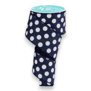 2.5" Navy and White Polka Dot Ribbon
- 10 yards