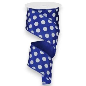 2.5" Blue and White Polka Dot Ribbon
- 10 yards