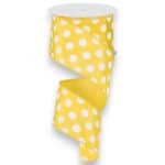 2.5" Yellow and White Polka Dot
Ribbon - 10 yards