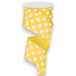 2.5" Yellow and White Polka Dot
Ribbon - 10 yards