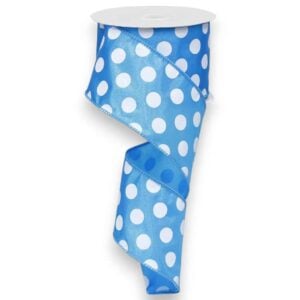 2.5" Blue White Polka Dot Ribbon -
10 yards