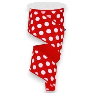 2.5" Red and White Polka Dot Ribbon
- 10 yards