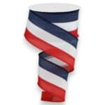 2.5" Red White Navy Stripe Ribbon -
  10 yards