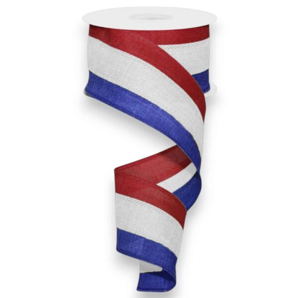 2.5" Red White Blue Stripe Ribbon -
  10 yards