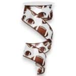 1.5" White Football Ribbon - 10
  yards