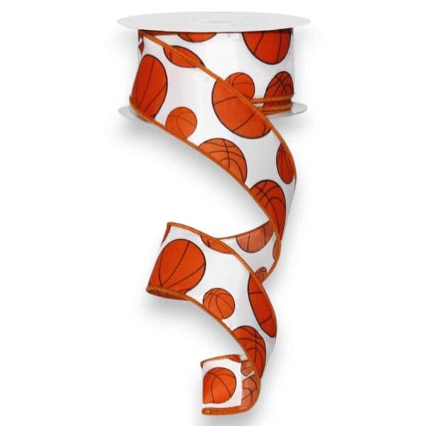 1.5" White Basketball Ribbon - 10
  yards