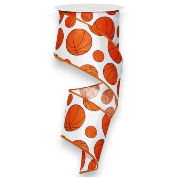 2.5" White Basketball Ribbon - 10
  yards