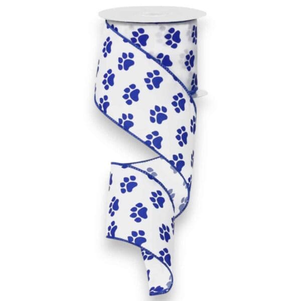 2.5" Blue Paw Print Ribbon - 10
  yards