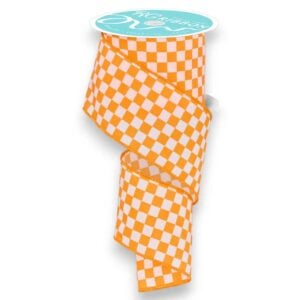 2.5" Orange White Check Ribbon - 10
yards