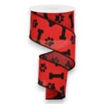 2.5" Red Dog Ribbon - 10 yards