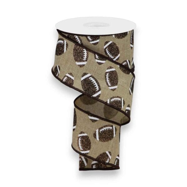 2.5" Beige Glitter Football Ribbon -
  10 yards