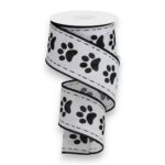 2.5" Black White Paw Print Ribbon -
10 yards