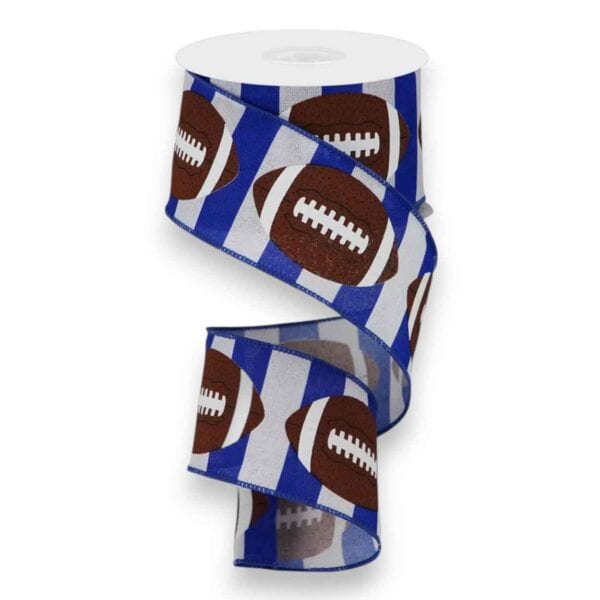 2.5" Blue Stripe Football Ribbon - 10 yards