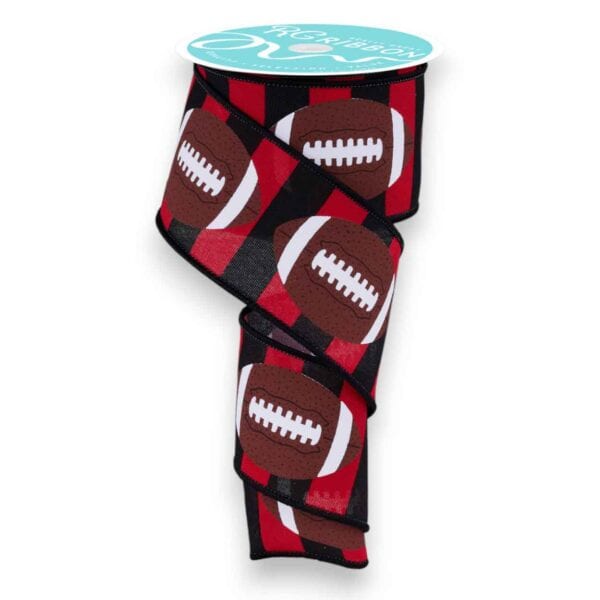 2.5" Red and Black Stripe Football
  Ribbon - 10 yards