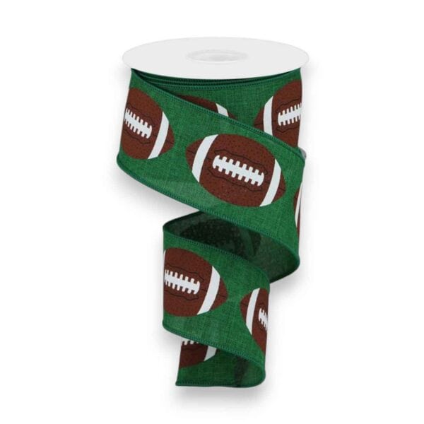 2.5" Green Football Ribbon - 10 yards
