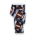 2.5" Navy Silver Stripe Football Ribbon - 10 yards