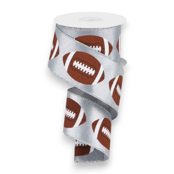 2.5" Silver Football Ribbon - 10 yards