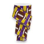 2.5" Purple Yellow Stripe Football Ribbon - 10 yards