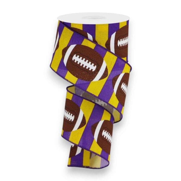 2.5" Purple Yellow Stripe Football Ribbon - 10 yards