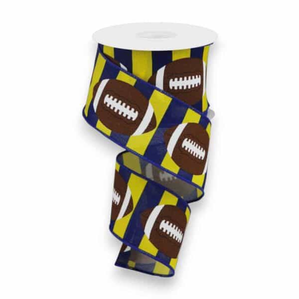 2.5" Navy Yellow Stripe Football
  Ribbon - 10 yards