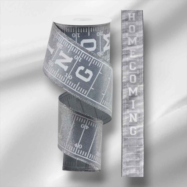 2.5" Silver Homecoming Football
  Ribbon - 10 yards