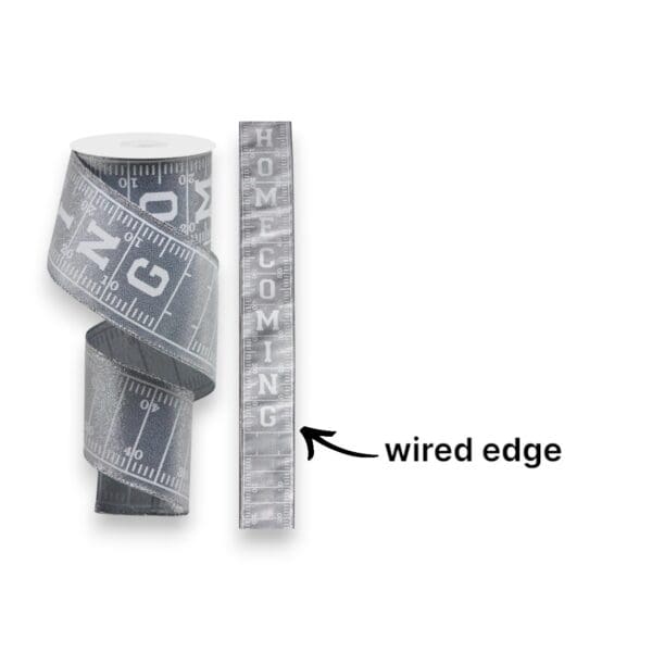 2.5" Silver Homecoming Football Ribbon - 10 yards