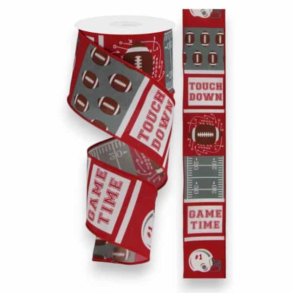 2.5" Red Block Football Ribbon - 10 yards