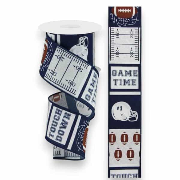 2.5" Navy Block Football Ribbon - 10 yards