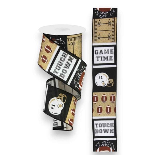 2.5" Gold Block Football Ribbon - 10 yards