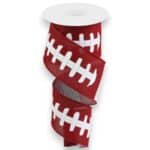 2.5" Crimson Football Laces Ribbon - 10 yards