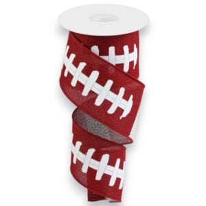 2.5" Crimson Football Laces Ribbon - 10 yards