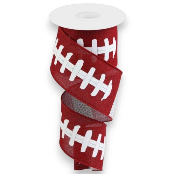2.5" Crimson Football Laces Ribbon - 10 yards