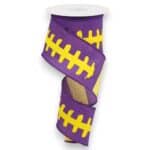 2.5" Purple Yellow Laces Football Ribbon - 10 yards