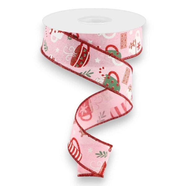 1.5" Pink Hot Cocoa Ribbon - 10 yards