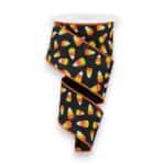 2.5" Orange Black Candy Corn Ribbon - 10 yards