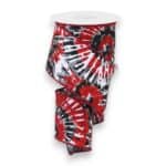 2.5" Red Black Tie Dye Ribbon - 10 yards