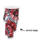 2.5" Red Black Tie Dye Ribbon - 10 yards