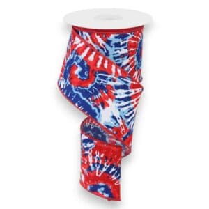 2.5" Blue Red Tie Dye Ribbon - 10 yards