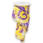 2.5" Purple Yellow Tie Dye Ribbon - 10 yards