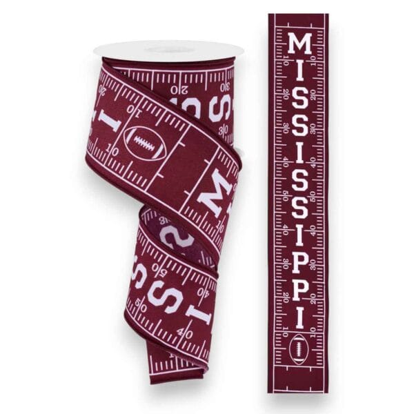 2.5" Mississippi Football Field Ribbon - 10 yards
