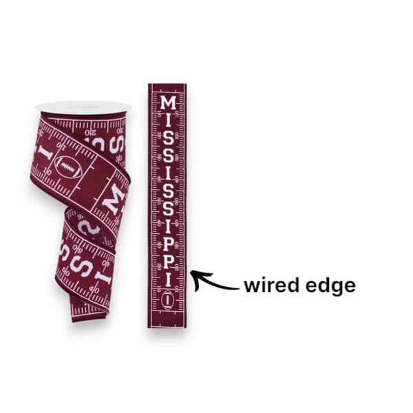 2.5" Mississippi Football Field Ribbon - 10 yards