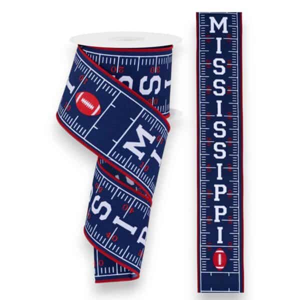 2.5" Ole Miss Football Field Ribbon - 10 yards