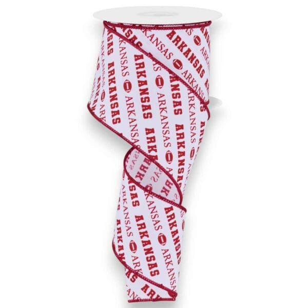 2.5" Arkansas Diagonal Text Ribbon - 10 yards