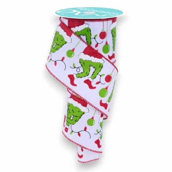 2.5" Green Monster Legs Ribbon - 10 yards