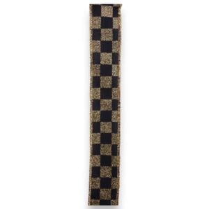 1.5" Gold Black Check Ribbon - 10 yards