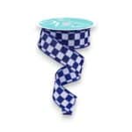 1.5" Blue White Check Ribbon - 10 yards