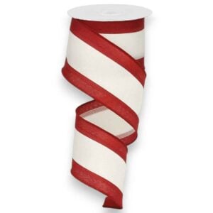 2.5" Crimson and White Stripe Ribbon
  - 10 yards
