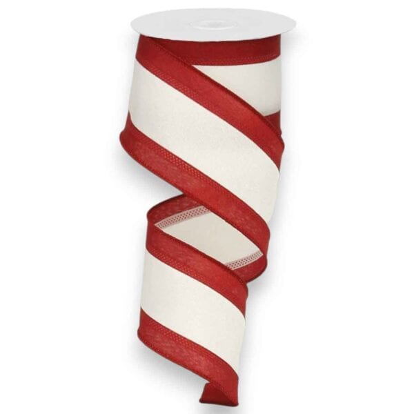 2.5" Crimson and White Stripe Ribbon
  - 10 yards