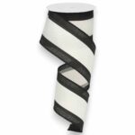 2.5" Black and White Stripe Ribbon - 10 yards